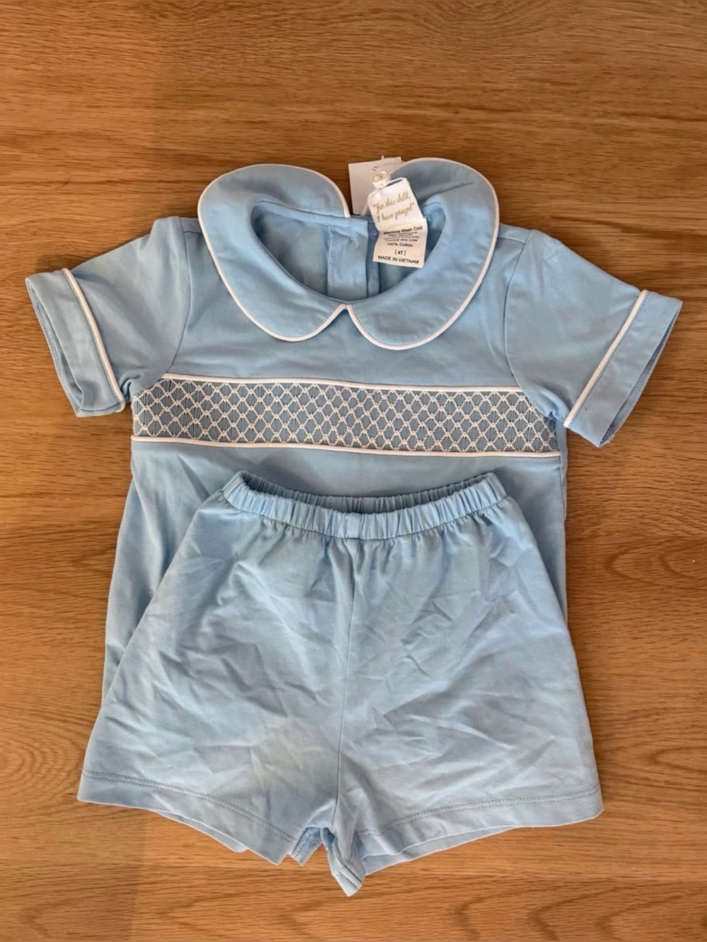 Classic Light Blue Smocked Kids Matching Set